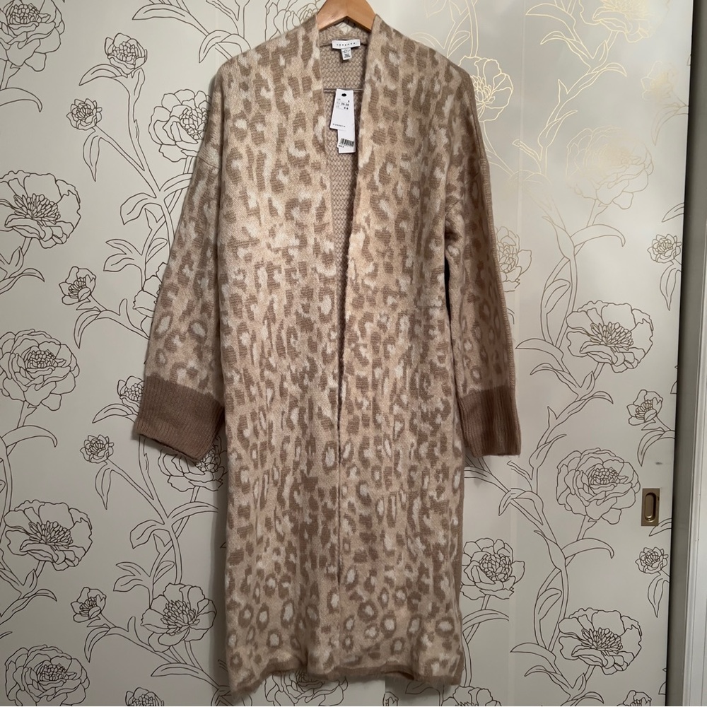 Topshop Tan and Cream Animal Print cardigan